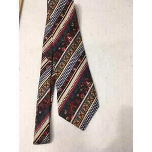 streets ltd. design VTG RARE 100% Silk Tie Blue w/ Red Floral / Geometric 3-" W